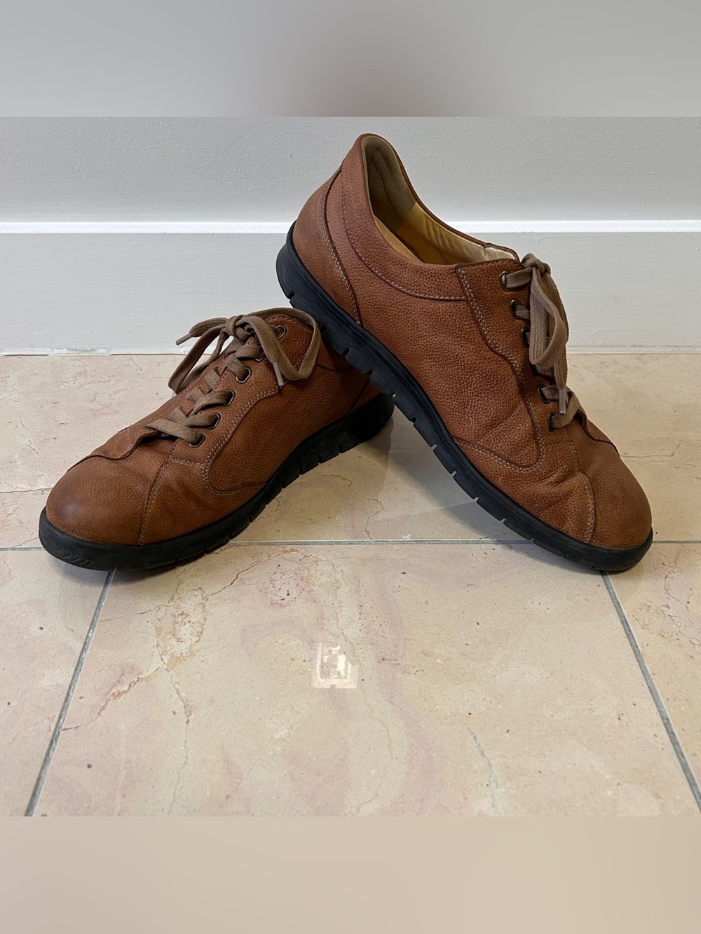 Finn Comfort Syracuse Men's Size 12 Brown Leather Casual Lace-Up Shoes Walking